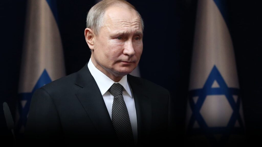 Russian President Vladimir Putin prepares to greet Israeli Prime Minister Benjamin Netanyahu during their meeting on Jan. 23, 2020, in Jerusalem.